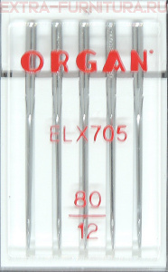 Иглы Organ оверлок EL х 705 для БШМ № 80, уп.5шт