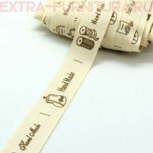 Лента хлопковая "Hand made" шир.15мм цв.№3, уп.25м