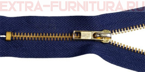 Молния джинсовая № 4, 14 см, латунь, цв.330 темно-синий