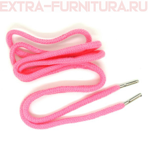 Шнурки круглые 130см, шир.6мм, Хлопок, наконечник металл, цв.розовый
