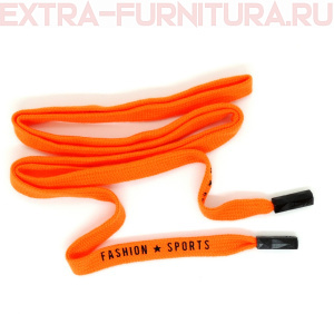 Шнурки плоские 130см, шир.12мм, FASHION SPORTS, декор.наконечник, цв.апельсин