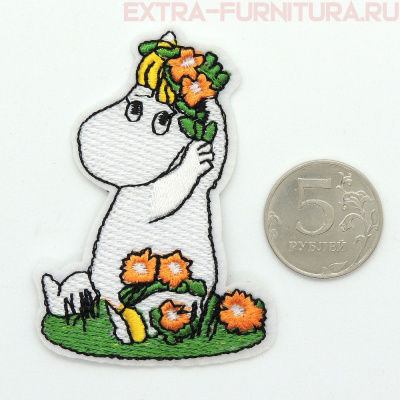 Термоаппликация Бегемотик на лугу