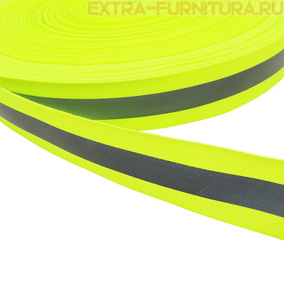 Стропа светоотражающая шир.25мм, №229 цв.неон-лимон уп.100м