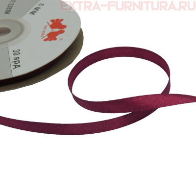 Лента атласная  6 мм  цв.065 бордо рул. 27,42м