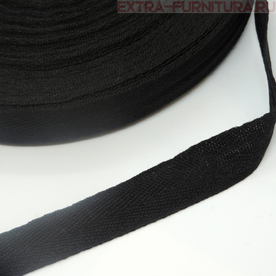 Лента киперная х/б 25 мм, цв.черный, уп.100м, 13уп./39уп. (пл.4,28 г/м)