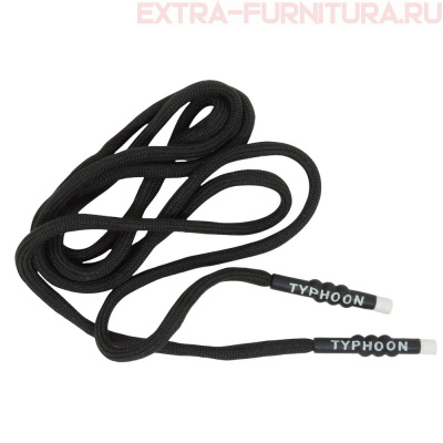 Шнурки круглые 135 см, пластик.наконечник, цв.черный TYPHOON