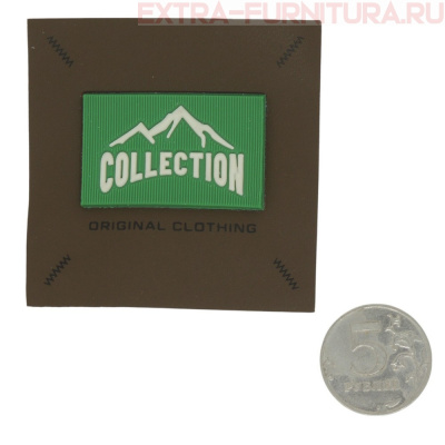 Нашивка под кожу квадрат "COLLECTION" 6,5*6,5см коричневый