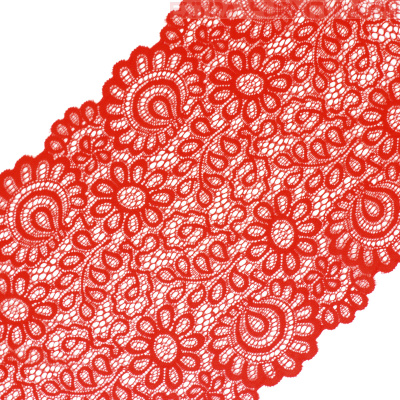 Кружево-стрейч TBY.YSTL00839 шир.205мм, цв.100 красный (уп.25м)