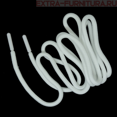 Шнурки круглые 150см, шир.6мм, цв.101 белый, пласт.наконечник, уп.100шт